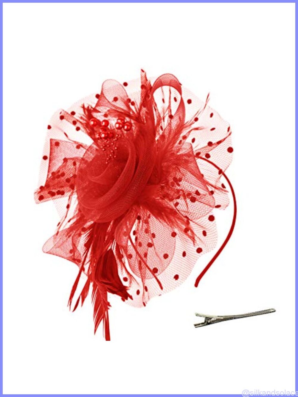 Fascinator Hat Flower Mesh Ribbons Feathers Headband Clip Tea Party